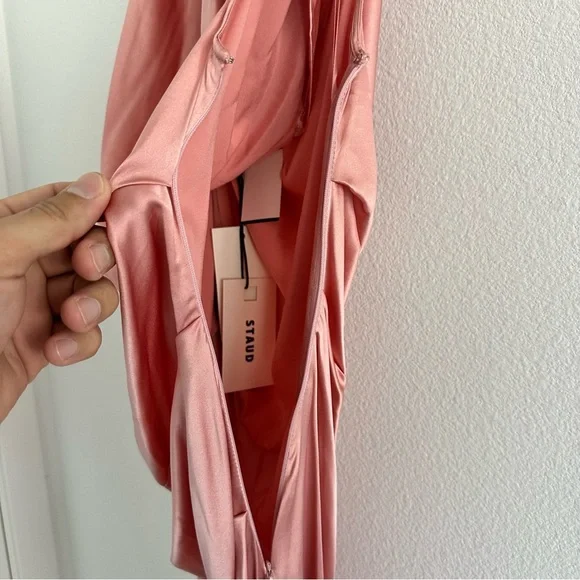 STAUD Phare Silk Dress in Rose Size: 12, NWT - Picture 10 of 16